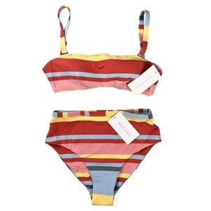 Asceno Bikini Set Top and Bottom Size Small Colorful Stripe New